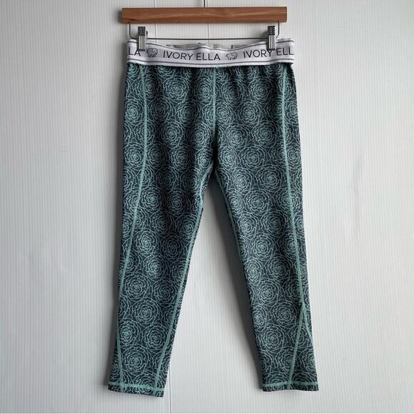 Ivory Ella floral patterned yoga pants size large blue and green flower print - Picture 10 of 11